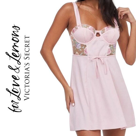 NWT! RARE! For Love and Lemons x Victoria's Secret Watercolor Slip Dress Large - Picture 2 of 16